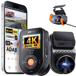 Автомобільний відеореєстратор VANTRUE S1 PRO MAX 4K + 4K з двома камерами (передня та задня), Sony STARVIS 2, нічна зйомка HDR, 24Гдн режим паркування, 5.8ГГц Wi-Fi, GPS, ADAS, підтримка LTE та карт пам'яті до 1ТБ