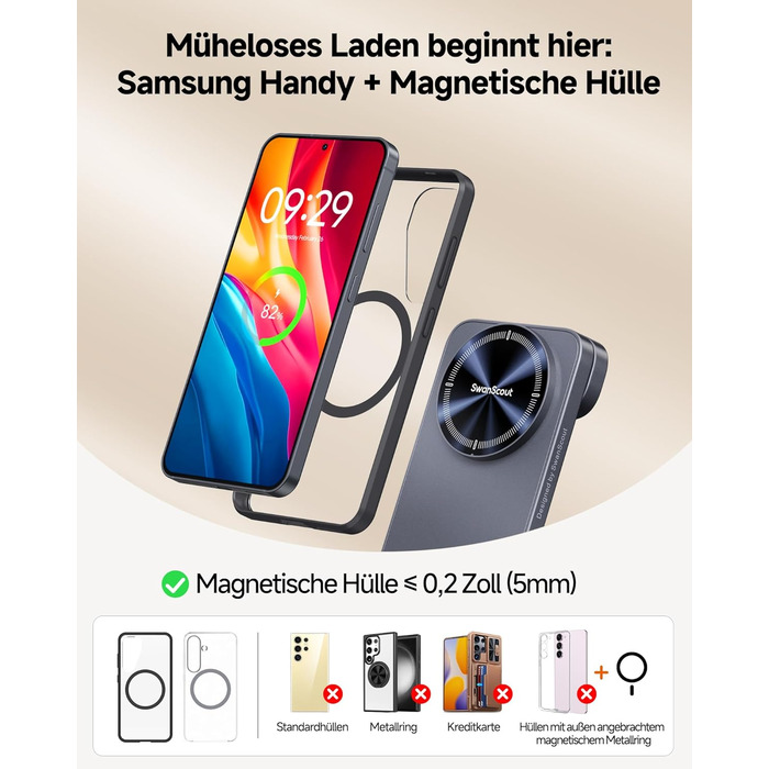 Зарядна станція SwanScout магнітна 3-в-1 для Samsung Galaxy S25 Ultra/S24/Z Flip 7/Z Fold 7, годинник Samsung Watch 8 Classic/8/Ultra/7, навушники Galaxy Buds 3, SwanScout 708SM