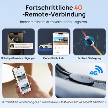 Відеореєстратор 70mai Dash Cam 4K Omni: 4K+1080P, 360° огляд, Dual STARVIS 2 HDR, GPS, WiFi, 4G LTE, 24/7 запис, AI-розпізнавання, нічне бачення, 128GB SD-карта
