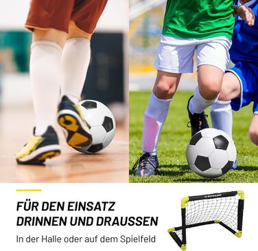 Dunlop 2-Pack Soccer Goal Set - Foldable Football Goal for Kids - Indoor/Outdoor Training Accessory - Black/Yellow 50x44x44cm