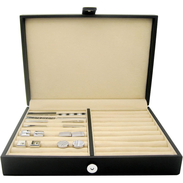 Скрінька для прикрас Honey Bear з екошкіри, чорна, для краваток, запонок, чоловіча/жіноча