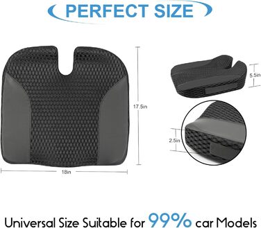 Автомобільна подушка для сидіння Lofty Aim з Memory Foam: підтримка спини, зняття болю при ішіасі, для авто, вантажівки, офісу, інвалідного візка - велика, чорна