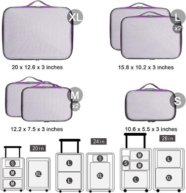 Органайзери для валізи G4Free (фіолетовий, 6шт) - набір для подорожей