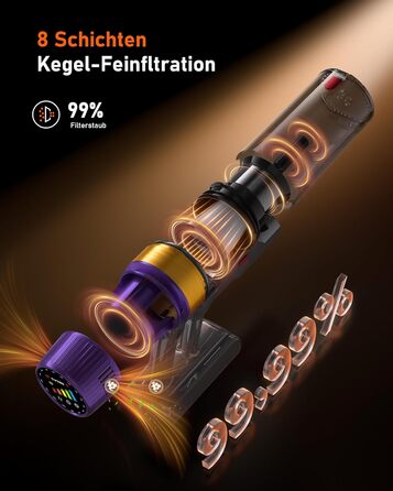 Бездротовий пилосос TVTAU T10 Pro (580W, 48000 Pa, 65 хв) з OLED-дисплеєм, самостійно заряджається, антинасадка для волосся, 1.8л контейнер. Ідеально для твердих підлог, килимів та шерсті тварин