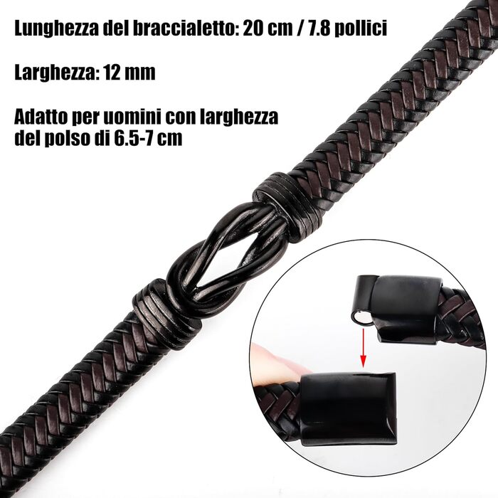 Шкіряний браслет для чоловіків: подарунок татові, дідусю, чоловікові. Ідеальний подарунок на День батька, Різдво, День святого Валентина (колір: коричневий)