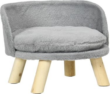 Диванчик для собак PawHut з подушкою, дерев'яними ніжками, знімним чохлом, сірого кольору, 40,5 x 40,5 x 33 см