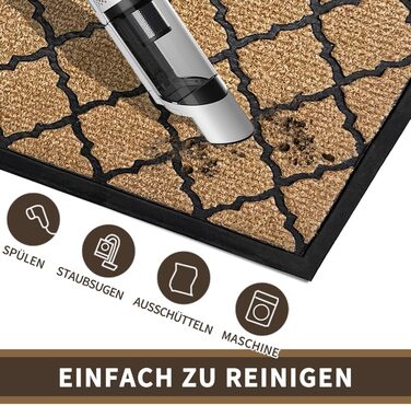 Придверний килимок Qingbei Rina 60x90 см, протиковзний вологопоглинаючий килим для входу, саду та тераси, коричневий, прямокутний