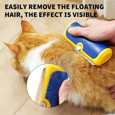 Щітка для собак та котів - двоколірна синьо-жовта, видаляє відмерле волосся та підшерсток, для собак та котів