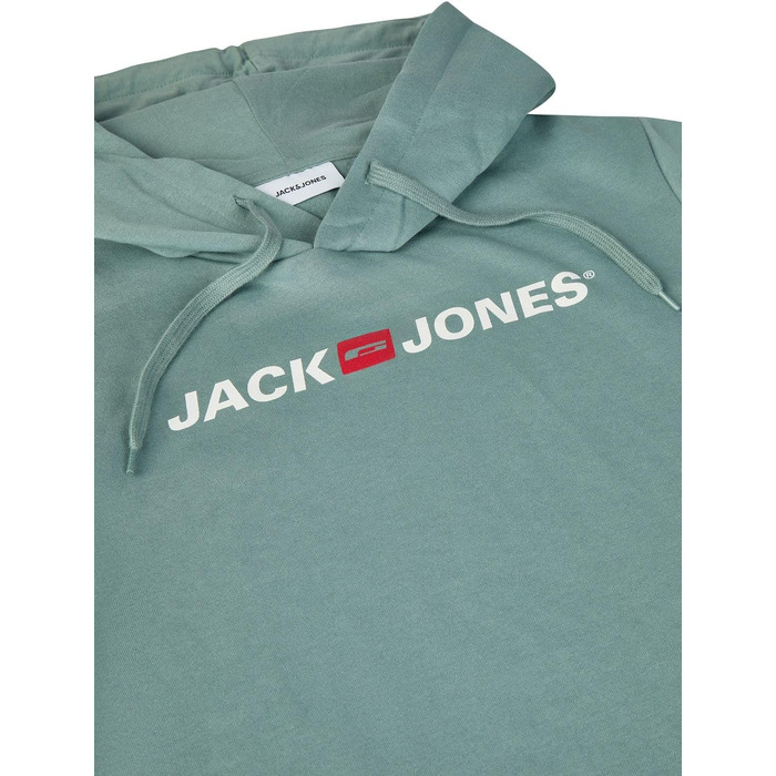 Чоловічий худі Jack & Jones JJMORTY Regular Fit з принтом, колір Trooper (зелений/сірий), розмір S