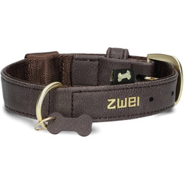 Нашийник для собак ZWEI Leo LE10 з якісної штучної шкіри, регульований, для собак малих та середніх порід, обхват шиї 28-38 см, шоколадний колір