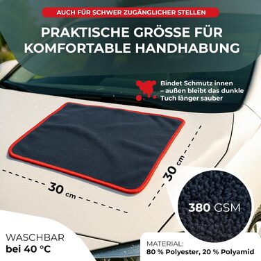 Набір мікрофібрових серветок для автомобіля PROTEX 40x40 см, 380 GSM, безворсові та м'які рушники для чистки та полірування кузова, 12 шт.
