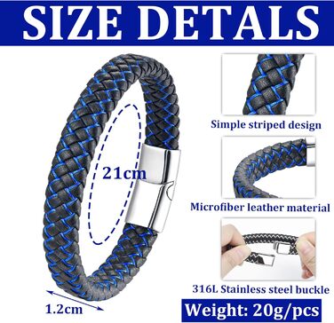 Чоловічий шкіряний браслет: чорний, коричневий, синій, зелений, червоний, білий. Ідеальний подарунок на День батька. Ювелірні вироби для чоловіків.