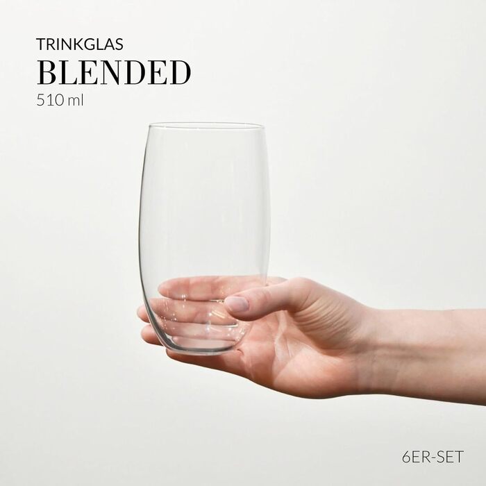 Набір склянок Krosno Blended 510 мл, 6 шт – склянки для води, соку, напоїв, для дому, ресторану, вечірок, можна мити в посудомийці