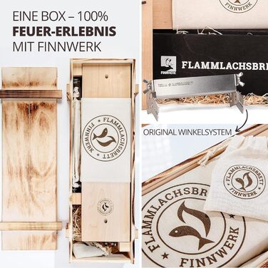 FINNWERK Stainless Steel Salmon Grilling Boards - Solid Birch Wood, Smoking Planks - Angle Adjustment System (Set of 1, Gift Set, White)