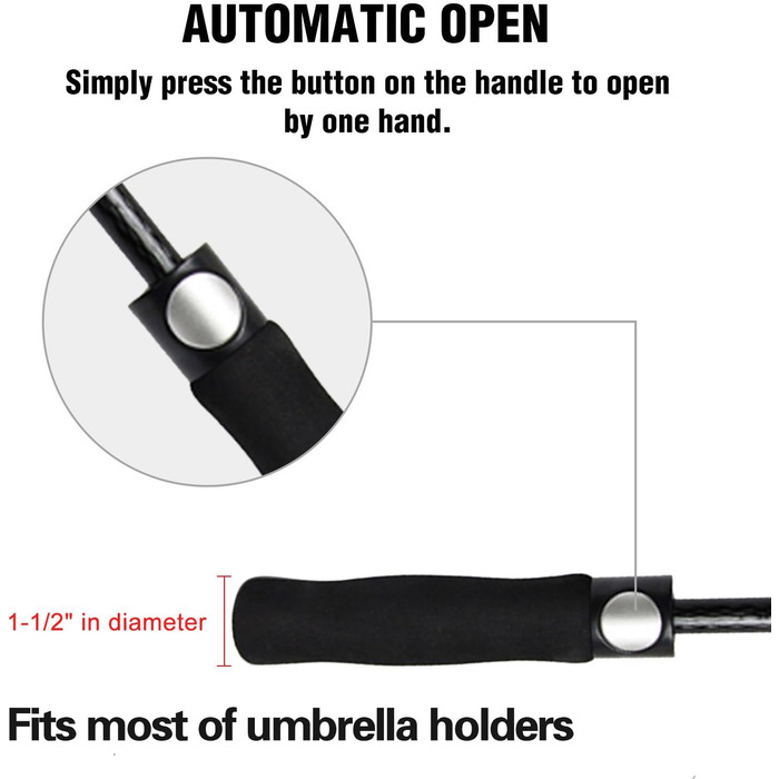 ACEIken Парасолька велика XL/XXL - Стійка до вітру, автоматична, з подвійним дахом та вентиляцією - Якісний тростиночний парасоль для жінок та чоловіків, ідеальна як гольф-парасолька, блакитна, 62 дюйми (157 см)