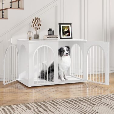 Клітка для собак Hzuaneri, 100 см, 3 двері, сучасний дизайн, для дому, висока міцність, 100 x 60 x 63 см, DFC84101B (білий)