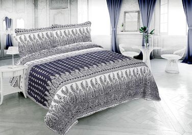 Літній комплект постільної білизни Marina Decoration з покривалом та двома наволочками, візерунок «Квіткові гілки», розмір King