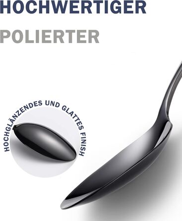 Сучасний набір столових приборів на 24 предмети: чорний, з нержавіючої сталі 18/10, з ножем 2-в-1 з хвилястим лезом, для 6 осіб