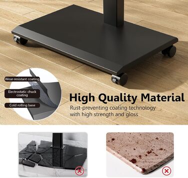 FITUEYES Mobile TV Stand - Rolling TV Cart for 32-75 inch Plasma/LCD/LED TVs - Height Adjustable, Swivel & Tilt, up to 40kg, VESA 600x400mm (Black)