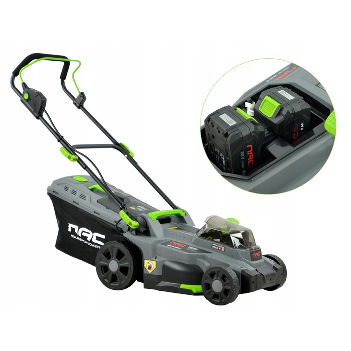Акумуляторна газонокосарка NAC 40 V (2 акумулятори по 4 Ah, ширина зрізу 37 см, режими Auto/Eco)