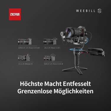 Zhiyun Weebill S: Стабілізатор камери з 3 осями для DSLR та Mirrorless, легкий, динамічний, сумісний з Canon/Sony/Panasonic/Nikon/Fujifilm