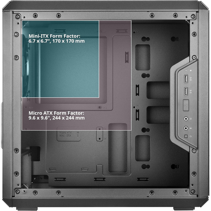 Корпус Cooler Master MasterBox Q300L V2 Mini-Tower mATX з 120 мм вентилятором, склом, USB 3.2 Gen 2x2