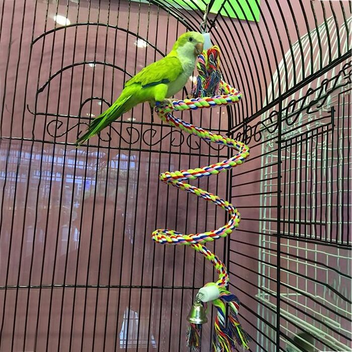 Aedcbaide Bird Toy for Parrots 2 Pack, Bird Parrot Toy Parakeets Hanging Toy Bells Swing 150 cm and 17.8 cm Diameter Bird Swing for Canaries, Cockatiels Hanging