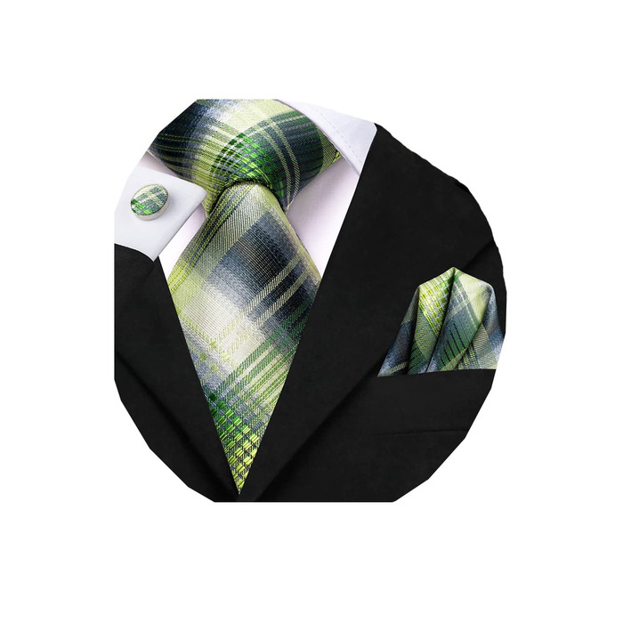 Краватка чоловіча Dubulle з квітковим візерунком Paisley, шовкова краватка для чоловіків, смугаста, краватка та нагрудна хустинка, набір для весілля, бізнесу (перехідний колір зелений)