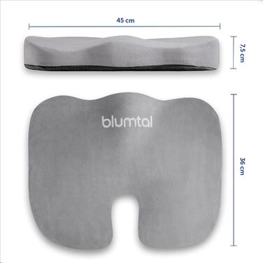 Подушка для сидіння Blumtal® з піною з пам'яті - кельоподібна подушка для підтримки спини - дихаюча подушка для куприка до 90-130 кг - подушка для офісного крісла - підтримуюче сидіння для стільця + 2 знімні чохли (жорстка, 90-130 кг)