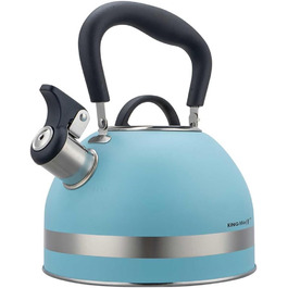 Чайник Kinghoff 1.8L з нержавіючої сталі, Induktion, з свистком, матовий синій, KH-1857