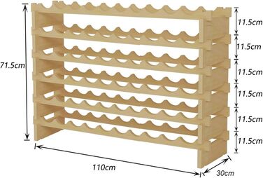 Bottle Rack Wine Rack Stackable Wine Racks 6-Tier Wine Storage for 60 Bottles Wine Stand Bottle Holder Wine Storage Cabinet Made of Wood