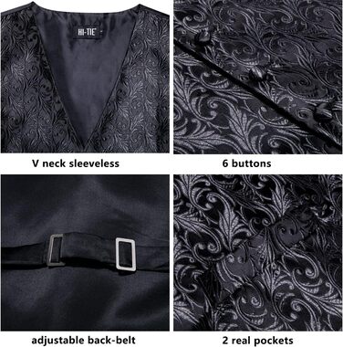 Мужской галстук Hi-Tie с булавкой для лацкана/зажимом для краватки, набор для свадьбы, формального костюма, смокинга (S, Чёрный)