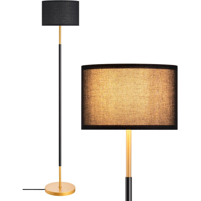 Стійка лампа EDISHINE для вітальні, 160 см, арка, з вимикачем на ніжці, включає LED-лампу E27 (6W, 2700K), абажур з чорного льону, сучасна лампа для спальні