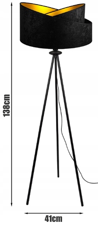 Підлоговий торшер Glimex з абажуром, патрон E27, 60 Вт, чорний з жовтим
