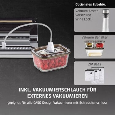 Вакуумний пакувальник CASO VC10 - для зберігання продуктів до 8 разів довше, міцна швейна лінія 30 см, в комплекті 10 професійних фольгованих пакетів