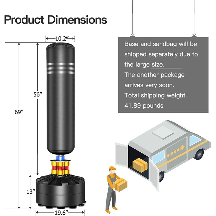 Стенд для боксерського мішка YOLEO, 175 см, чорний - мішок для ударів, тренажер для боксу