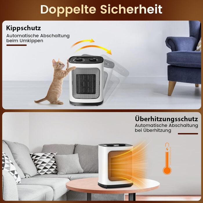 Масляний радіатор COWSAR: Енергозбереження, Швидкий нагрів, 3 режими, захист від перекидання та перегріву, 1200W для вітальні та спальні, білий