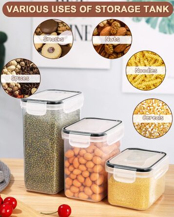 Набір контейнерів для зберігання Heucheey 24 шт. з кришкою, набір для кухні з пластику, з наклейками, пензлем та ложкою, контейнери для зберігання круп, борошна, макаронів, BPA-free