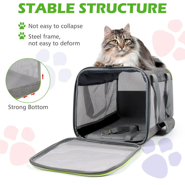 Транспортний бокс для котів Lannvan, до 6,5 кг, складаний, з м'яким підкладом, для собак та котів, сірий (45x30x30 см)