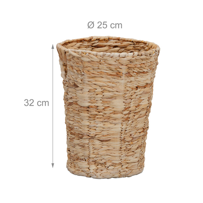 Relaxdays Wastebasket made of Water Hyacinth