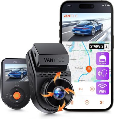 Автомобільний відеореєстратор VANTRUE S1 Pro 2.7K 60FPS з нічним баченням STARVIS 2, прихований монтаж