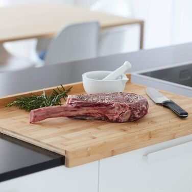 Bamboo Wood Cutting Board Work Surface, Kitchen Accessories for Cutting Bread, Meat, Fruits, and Vegetables, Brown and White, XL Large, 60x40x7 cm