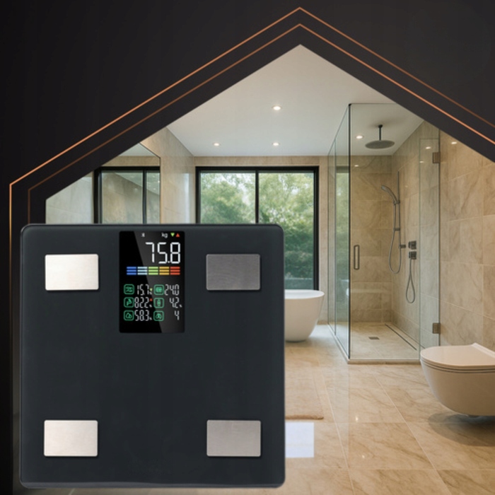Електронні ваги для ванної DaoLong з вимірюванням BMI, до 226 кг, чорні