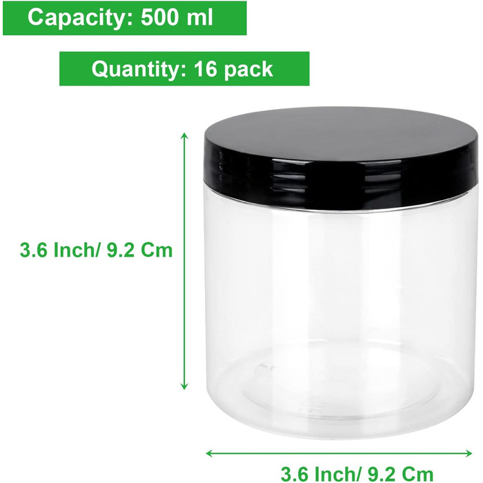 Набір контейнерів для зберігання 16 шт. по 500 мл з кришкою, BPA-Free, прозорі пластикові контейнери для продуктів та солодощів