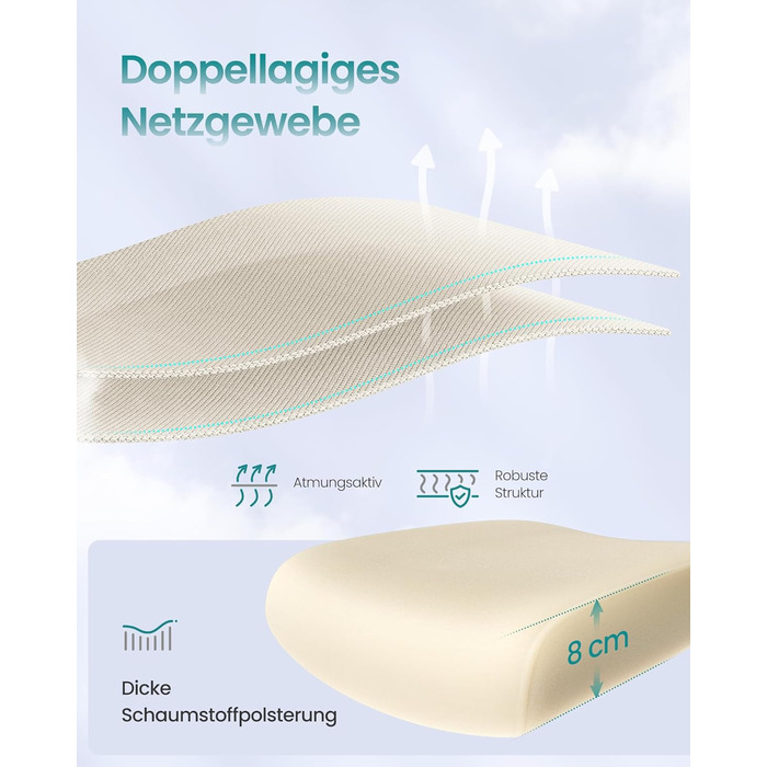 Офісне крісло SONGMICS з підтримкою попереку, сірий бежевий, з регульованою підголівником, для дому та офісу