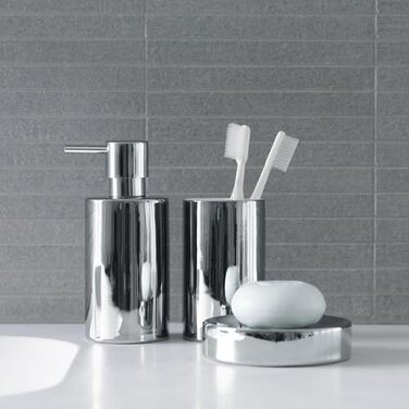 Дозатор мила Spirella | Керамічний | 300 мл | Сріблястий | Довговічний та міцний | 7x7x16 см