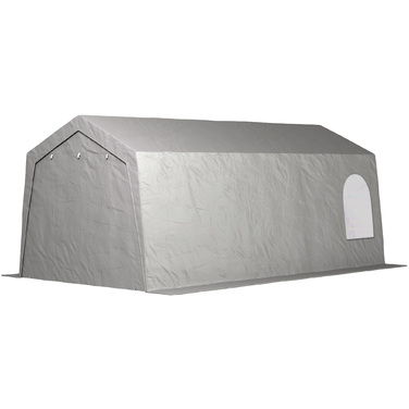 Outsunny Garage Tent, waterproof tent garage with doors, windows, anti-dust bicycle cover, shed, tool tent, storage shed for outdoor use, patio, garden, approx. 300 x 600 x 250 cm, Light Grey | Aosom