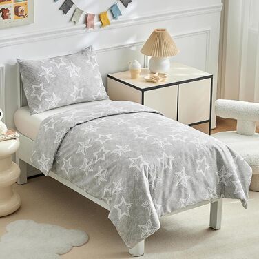 Комплект постільної білизни для дитячого ліжечка, зелений квітковий принт, 120 x 150 см. Підходить для ліжечок малюків та дівчаток. М'який двосторонній комплект з простирадлом та наволочкою.