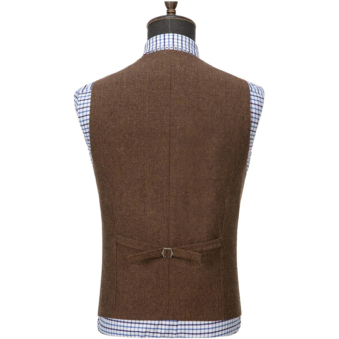 Костюм-тріо чоловічий твід вінтажний з жилетом Туікайо, Herringbone, вовна, XL, коричневий