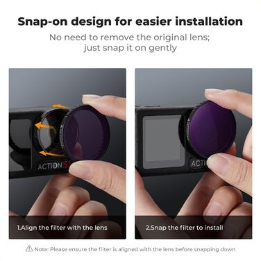 ND фільтри K&F Concept для DJI Osmo Action 4/5 PRO - набір ND8, ND16, ND32, ND64, HD скло